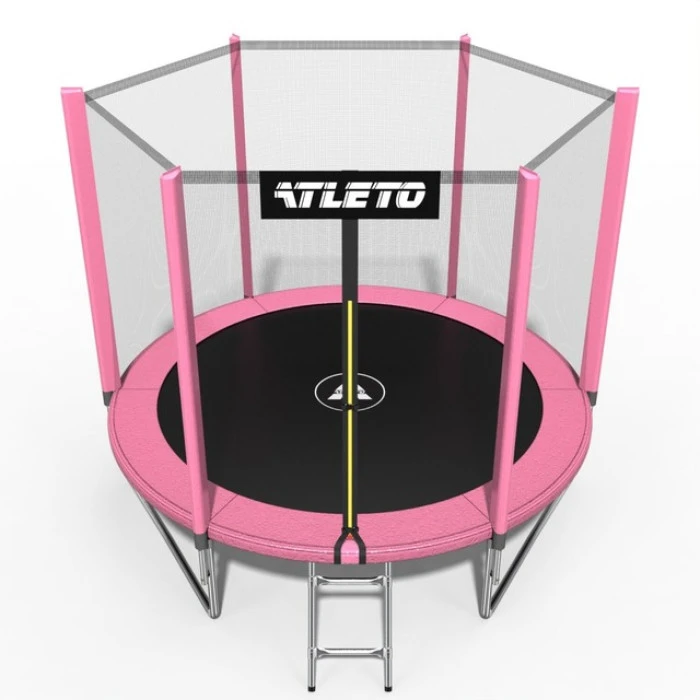 Батут дитячий з сіткою та драбинкою 312 см Atleto рожевий