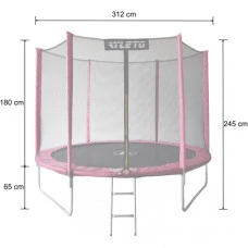 Батут дитячий з сіткою та драбинкою 312 см Atleto рожевий