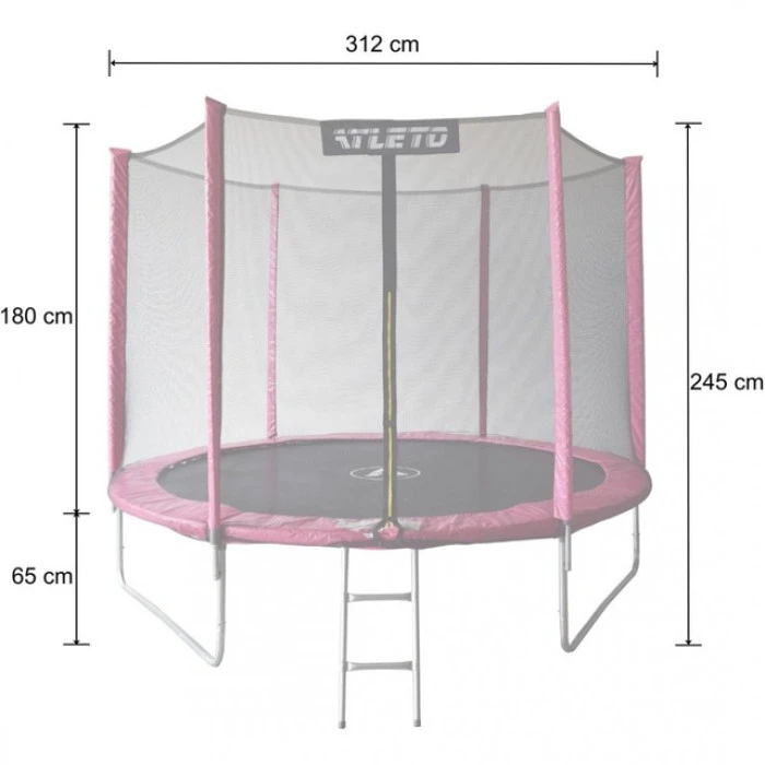 Батут дитячий з сіткою та драбинкою 312 см Atleto рожевий