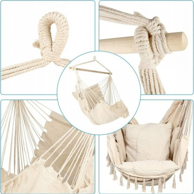 Кресло подвесное бразилийское качели гамак Bonro B-093 бежевый 120 кг