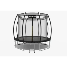 Батут Atleto 404 см з внутрішньою сіткою та драбинкою чорний