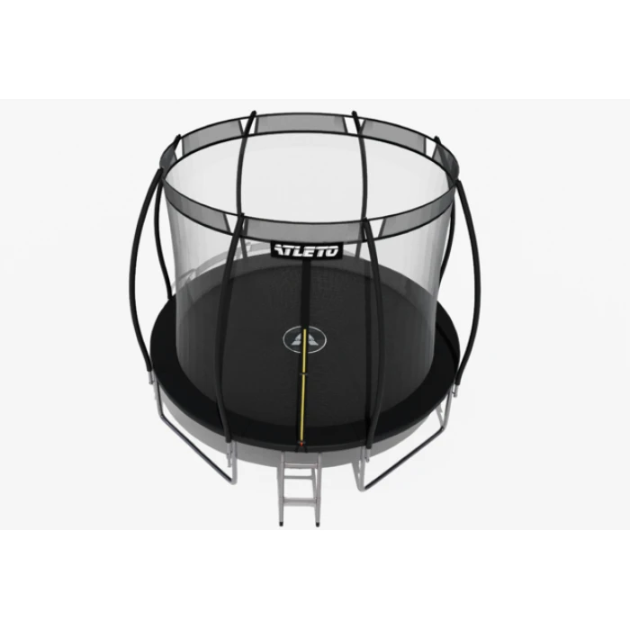 Батут Atleto 404 см з внутрішньою сіткою та драбинкою чорний