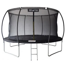 Батут Atleto 404 см з внутрішньою сіткою та драбинкою чорний