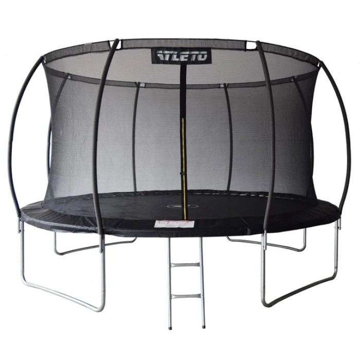 Батут Atleto 404 см з внутрішньою сіткою та драбинкою чорний