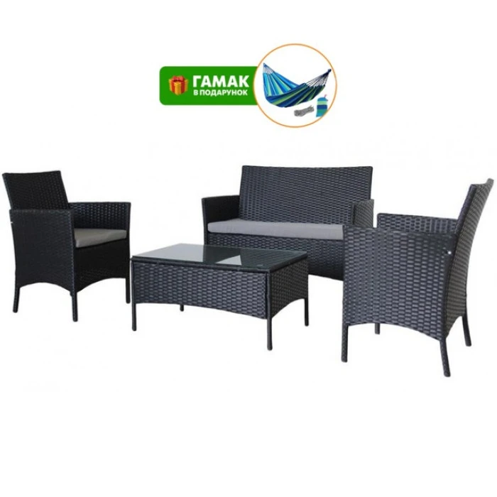Набір садових меблів 4-місні Bonro B-6210-4 чорно-сірий