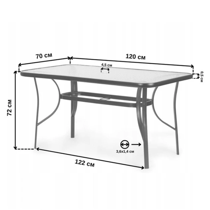 Стол садовый для террасы улицы Bonro B-12071 черный (отверстие для зонта)