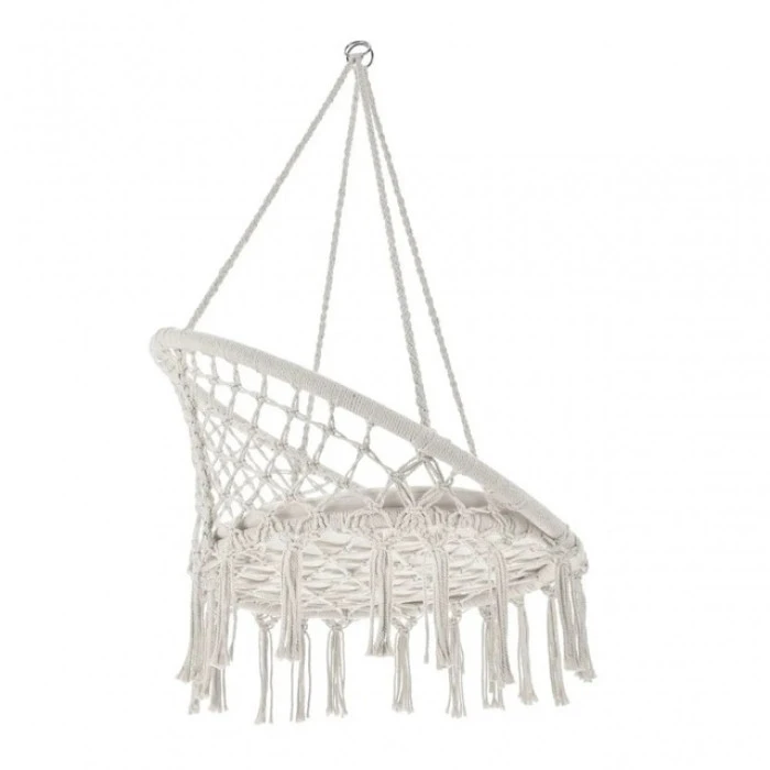 Крісло підвісне бразилійське гойдалка гамак Bonro B-092-2 бежевий 120 кг + подушка