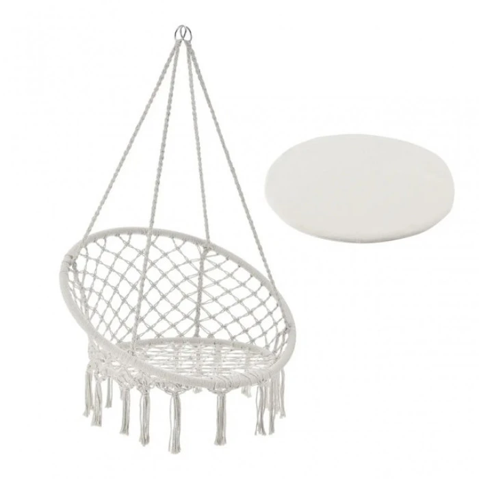 Крісло підвісне бразилійське гойдалка гамак Bonro B-092-2 бежевий 120 кг + подушка