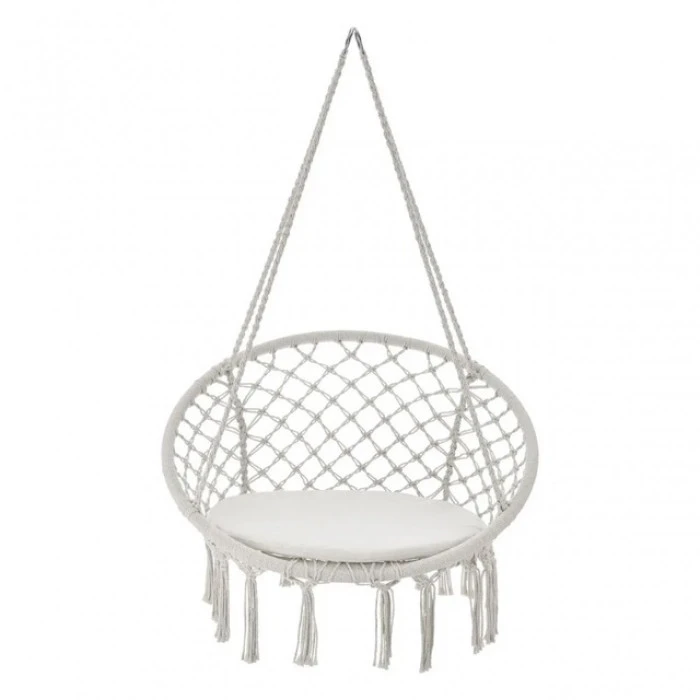 Крісло підвісне бразилійське гойдалка гамак Bonro B-092-2 бежевий 120 кг + подушка