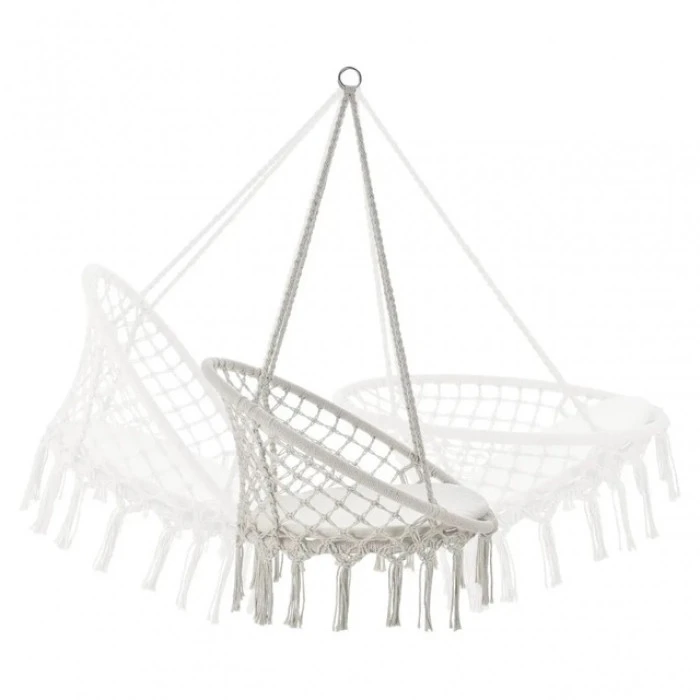 Крісло підвісне бразилійське гойдалка гамак Bonro B-092-2 бежевий 120 кг + подушка