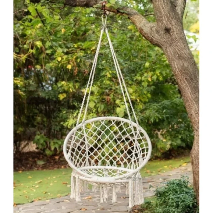 Крісло підвісне бразилійське гойдалка гамак Bonro B-092-2 бежевий 120 кг + подушка