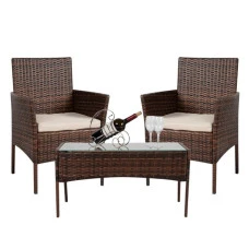 Садовый комплект мебели для отдыха Bonro B-6210-2, 2 кресла и столик коричневый