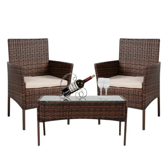 Садовий комплект меблів для відпочинку Bonro B-6210-2, 2 крісла і столик коричневий