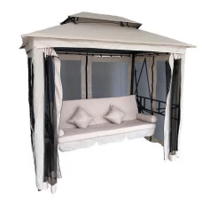 Качели для сада с навесом, подушками и москитной сеткой Bonro B-002 бежевая