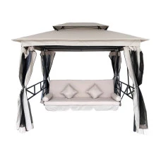 Качели для сада с навесом, подушками и москитной сеткой Bonro B-002 бежевая