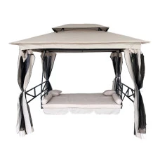 Качели для сада с навесом, подушками и москитной сеткой Bonro B-002 бежевая