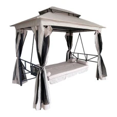 Качели для сада с навесом, подушками и москитной сеткой Bonro B-002 бежевая