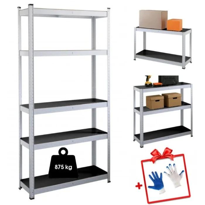 Стелаж металевий 180х90х40 Siker P9040L білий (чорні полиці)