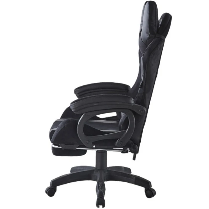 Кресло геймерское из ткани Bonro B-146 черно-серое с подставкой для ног