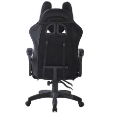 Крісло геймерське з тканини Bonro B-146 чорно-сіре з підставкою для ніг