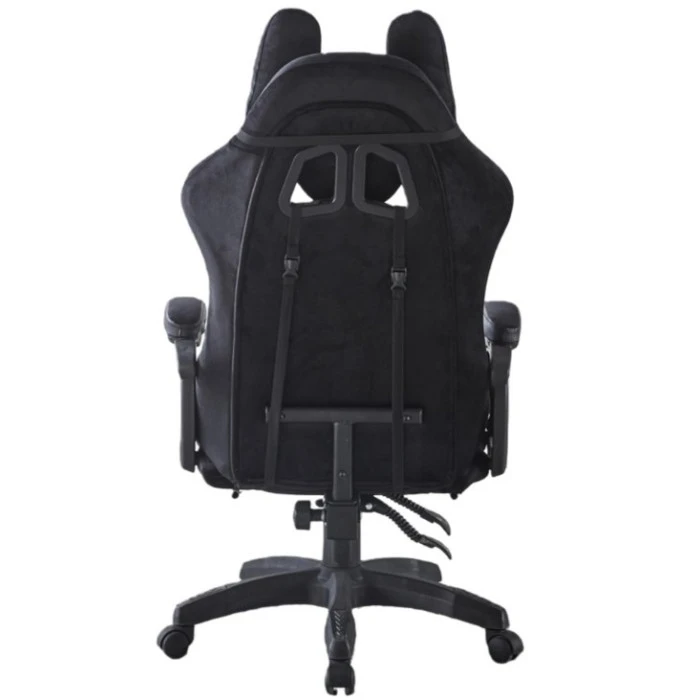 Кресло геймерское из ткани Bonro B-146 черно-серое с подставкой для ног