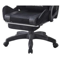 Крісло геймерське з тканини Bonro B-146 чорно-сіре з підставкою для ніг