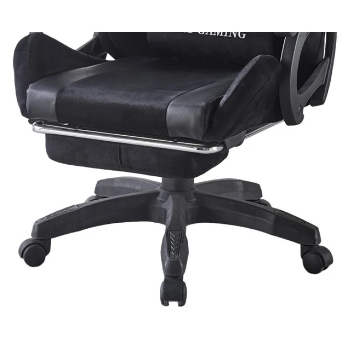 Кресло геймерское из ткани Bonro B-146 черно-серое с подставкой для ног