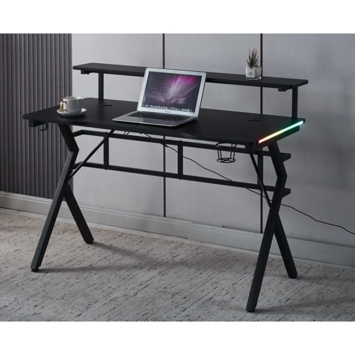 Игровой игровой компьютерный стол 18 мм Bonro B-08 черный RGB LED