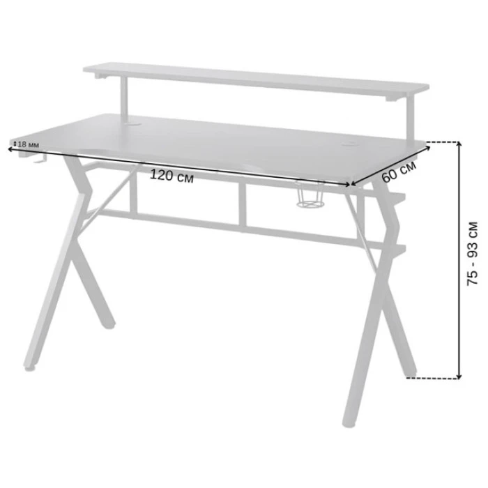 Игровой игровой компьютерный стол 18 мм Bonro B-08 черный RGB LED