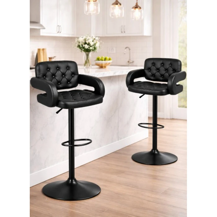 Барный стул со спинкой Bonro B-064 черный с черным основанием