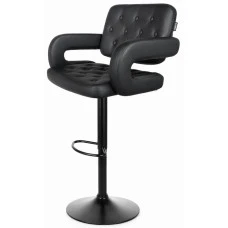 Барный стул со спинкой Bonro B-064 черный с черным основанием