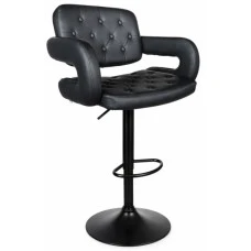 Барный стул со спинкой Bonro B-064 черный с черным основанием