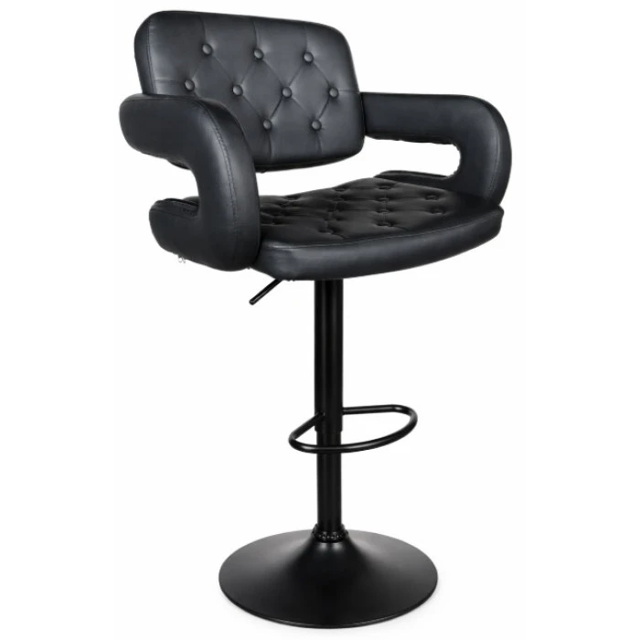 Барный стул со спинкой Bonro B-064 черный с черным основанием