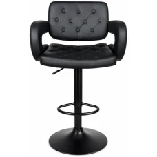 Барный стул со спинкой Bonro B-064 черный с черным основанием