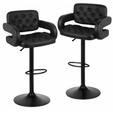 Барный стул со спинкой Bonro B-064 черный с черным основанием
