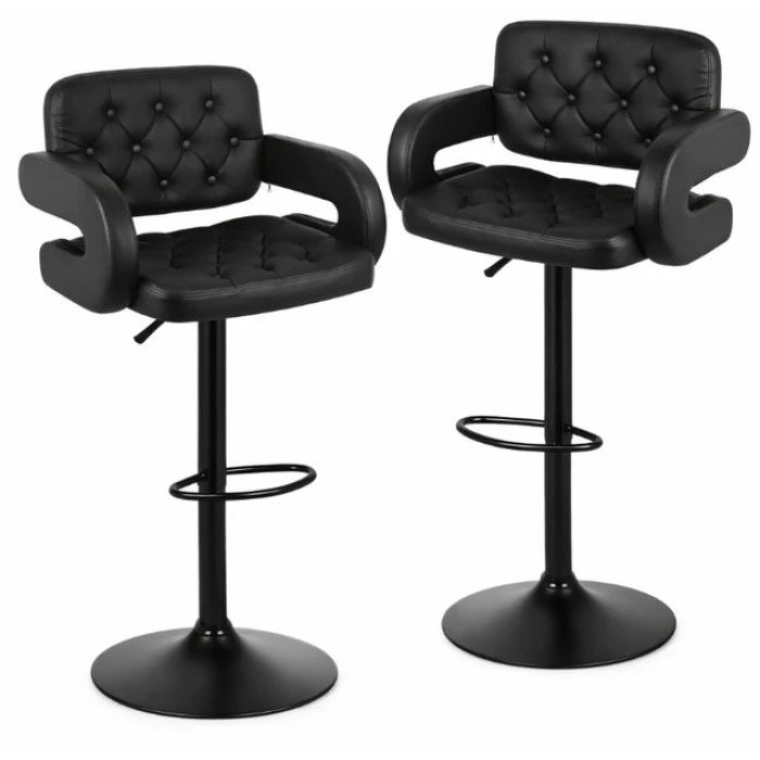 Барный стул со спинкой Bonro B-064 черный с черным основанием