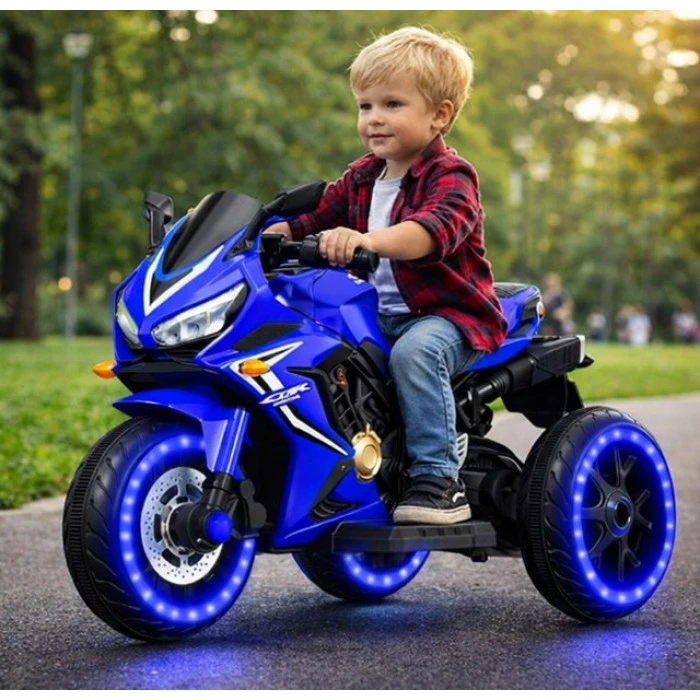 Детский электромотоцикл SPOKO SP-518 синий (подсветка колес)