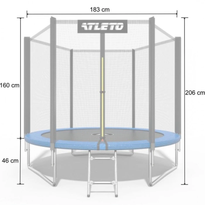 Батут детский с сеткой и стремянкой 183 см Atleto