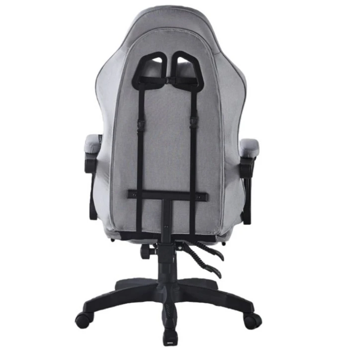 Крісло геймерське з тканини Bonro B-145 чорно-сіре з підставкою для ніг