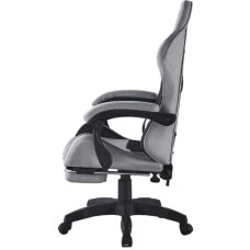 Крісло геймерське з тканини Bonro B-145 чорно-сіре з підставкою для ніг