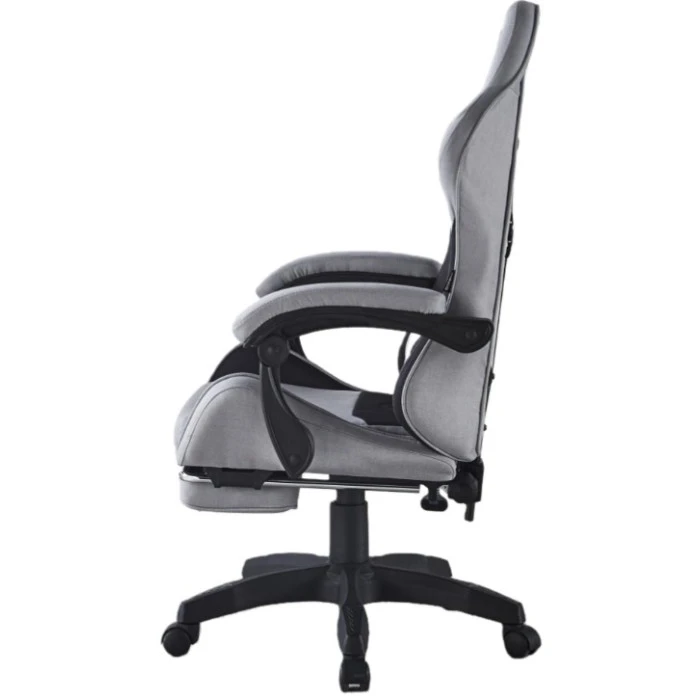 Крісло геймерське з тканини Bonro B-145 чорно-сіре з підставкою для ніг