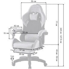 Крісло геймерське з тканини Bonro B-145 чорно-сіре з підставкою для ніг