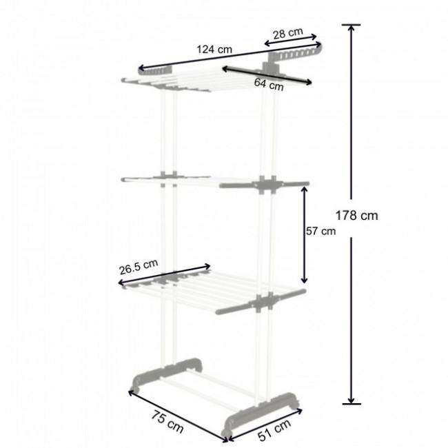 Многоярусная сушилка органайзер для одежды черно-белая Bonro B07