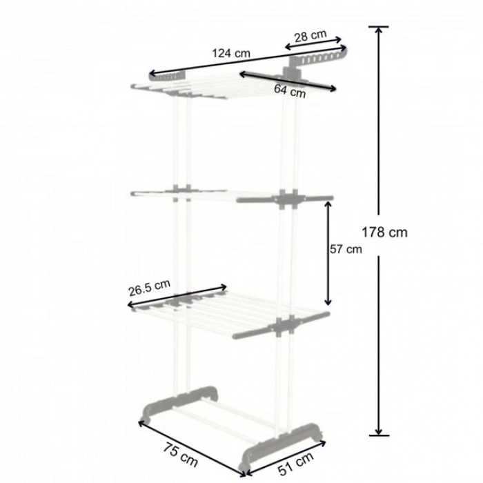 Многоярусная сушилка органайзер для одежды черно-белая Bonro B07