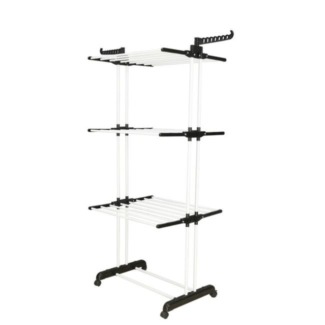 Многоярусная сушилка органайзер для одежды черно-белая Bonro B07
