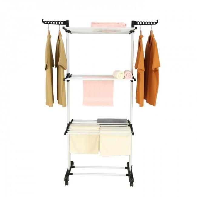Многоярусная сушилка органайзер для одежды черно-белая Bonro B07