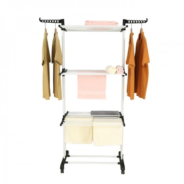 Многоярусная сушилка органайзер для одежды черно-белая Bonro B07