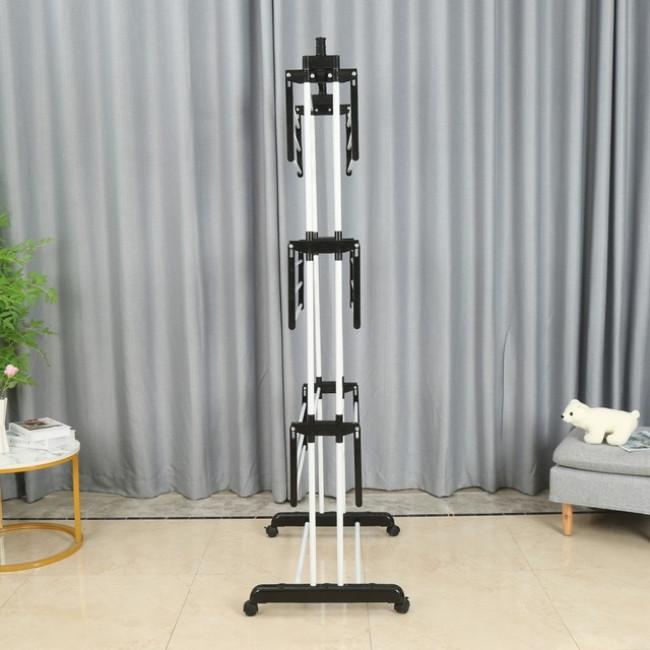 Многоярусная сушилка органайзер для одежды черно-белая Bonro B07