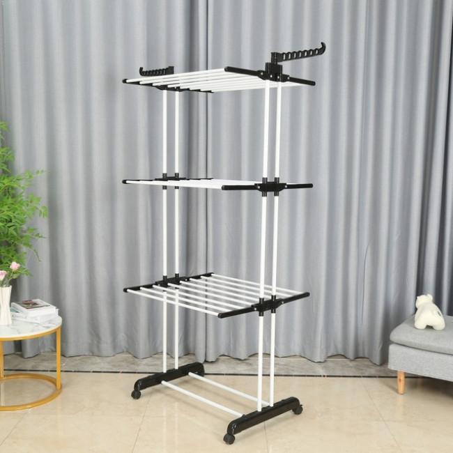Многоярусная сушилка органайзер для одежды черно-белая Bonro B07