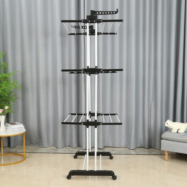 Многоярусная сушилка органайзер для одежды черно-белая Bonro B07